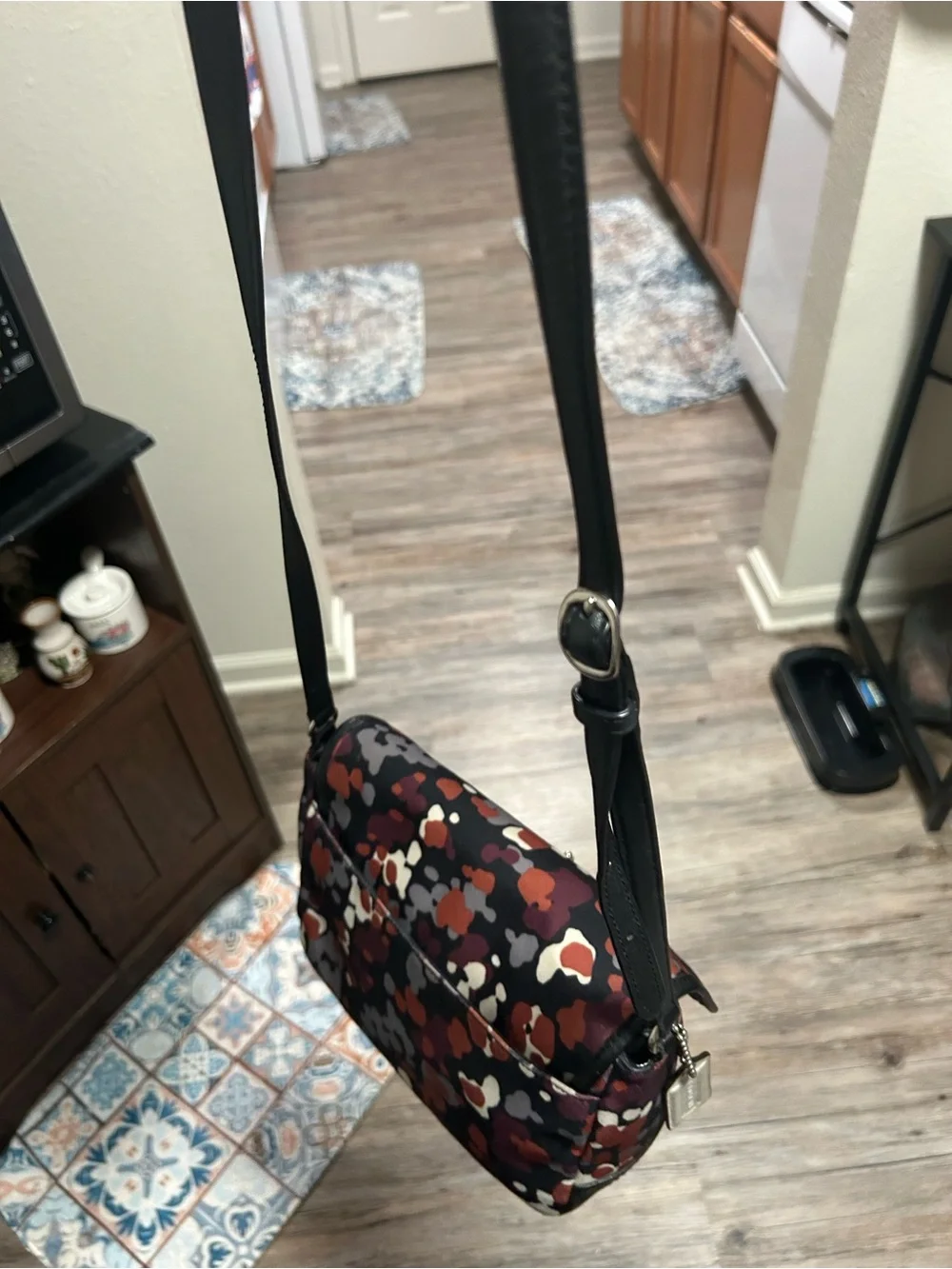 Coach Park Splatter Print Flap Turnlock Crossbody Black, Burgundy, Rust & Cream
